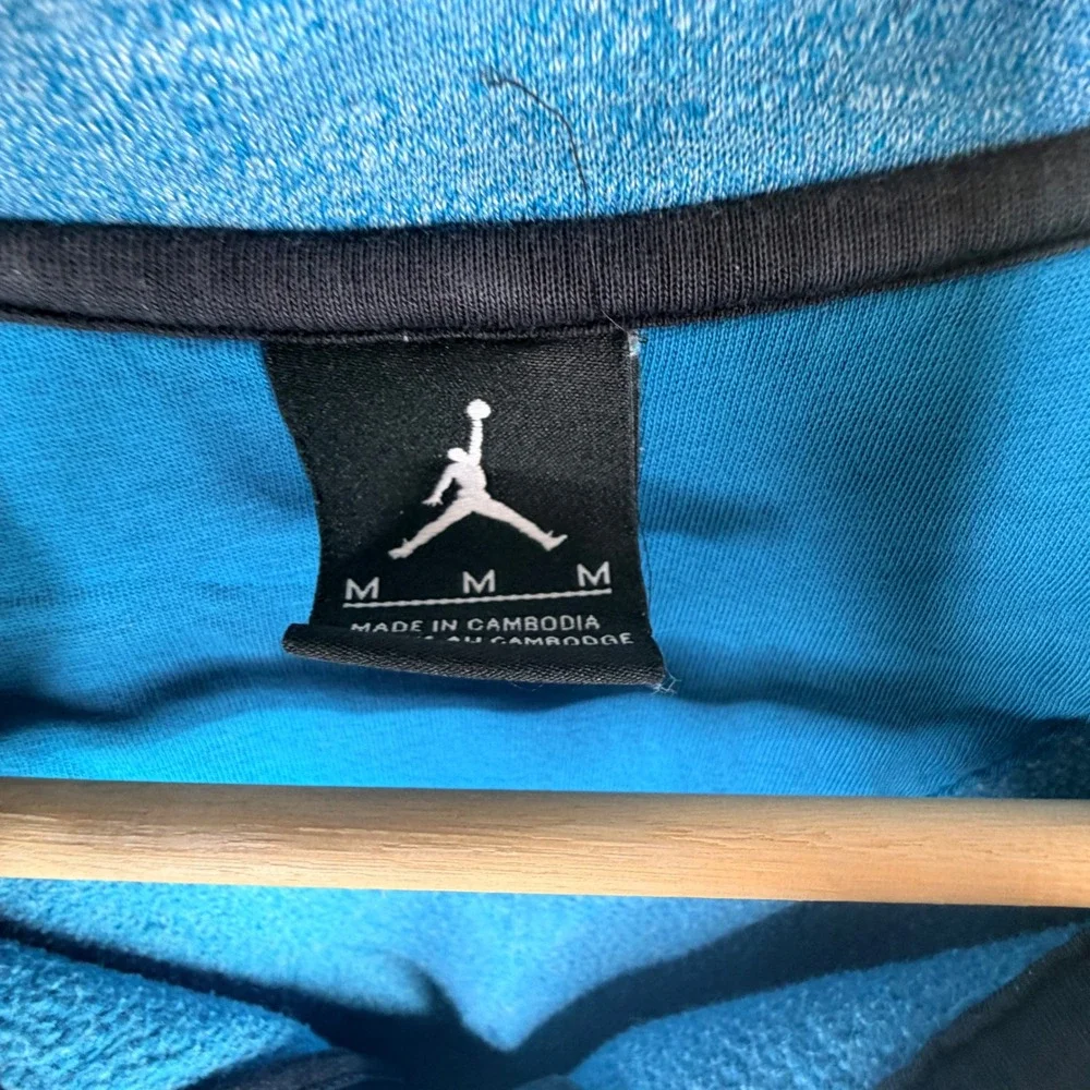 Jordan Full Zip Hoodie Size M Blue Heathered Jumpman Fleece Sweatshirt